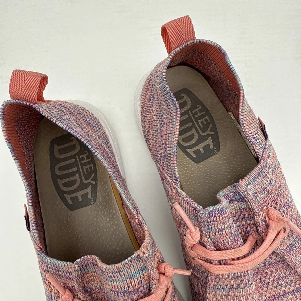 Hey Dude Wendy Halo Womens Size 7 Shoes Sunset Pink Multicolor Moc Toe Slip On